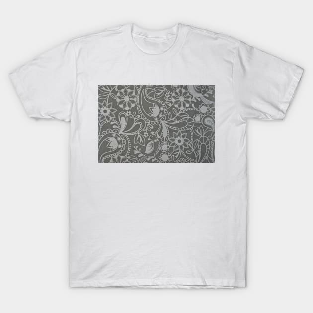 Gray Paisley Pattern T-Shirt by FloralPatterns